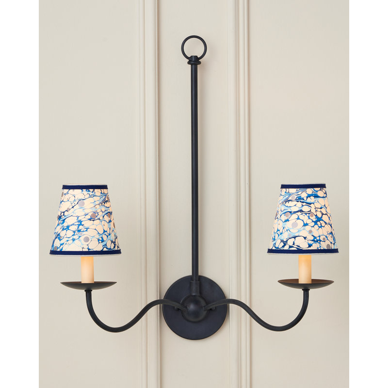 Marble Blue Lace Paper Tapered Chandelier Shade