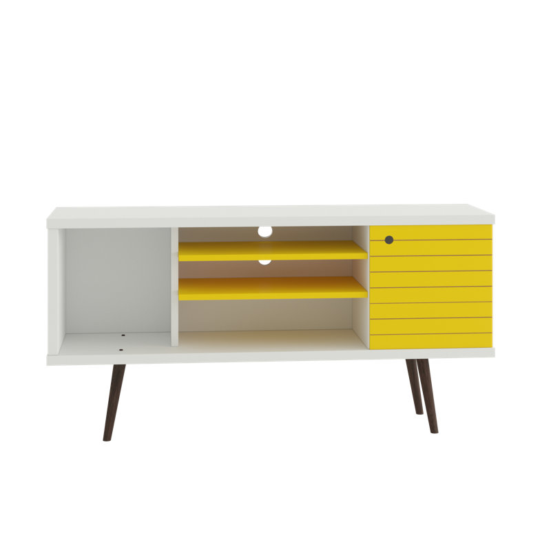 Darryl TV Stand for TVs up to 50", White/Yellow