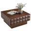 Table basse carrée 32,7 pouces avec habillage de cube géométrique 3D, plateau en placage de bois de frêne, table centrale moderne