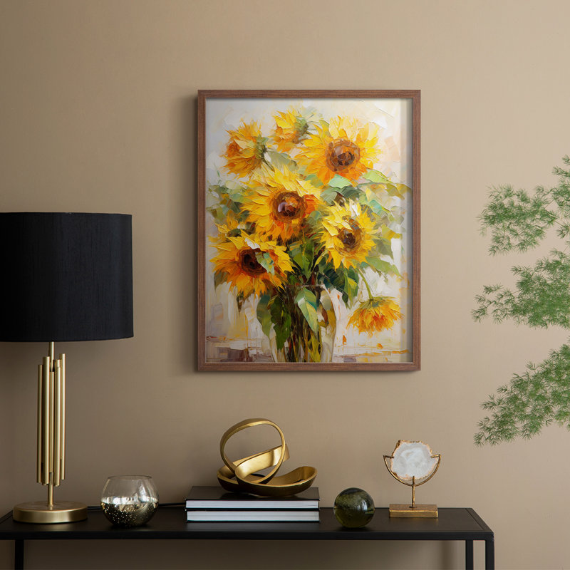 Série FLORAL CDXLIX - Impression encadrée de qualité supérieure - Prêt à être accroché - Aucun clou requis, Cadre noyer