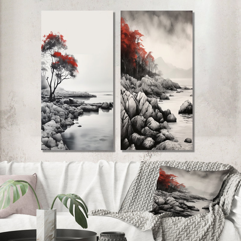 2 pièces sur toile - Coastal Whispers, H 32 po x l 32 po, Toile tendue
