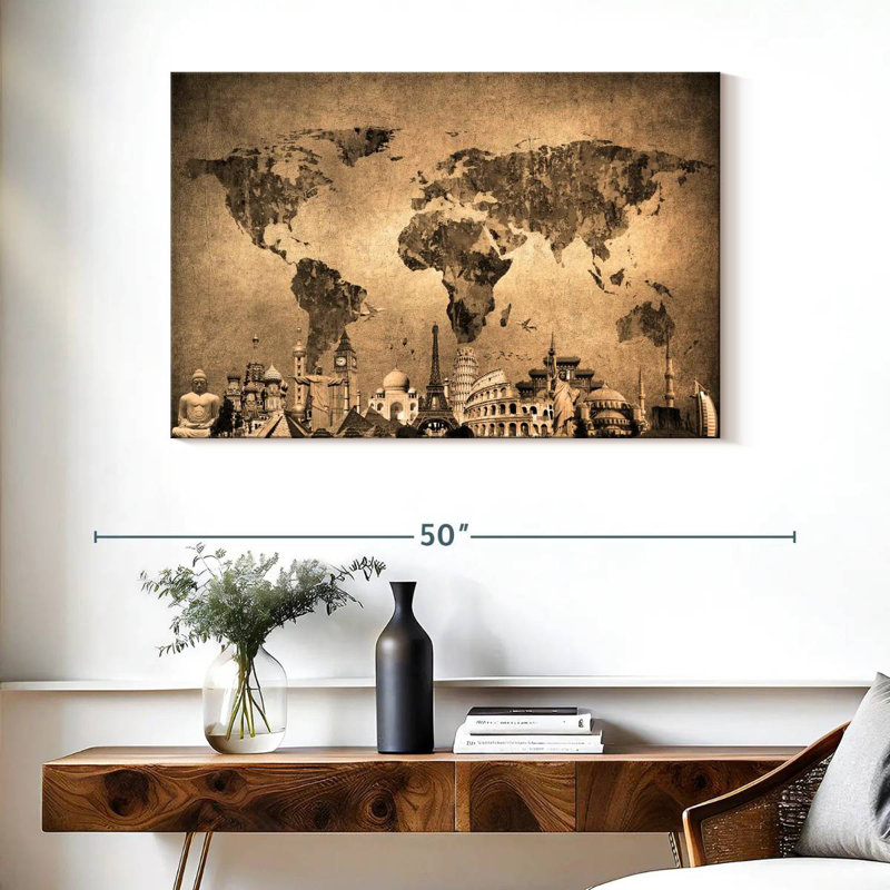 Mappemonde Alaz II, H 26 po x l 39 po