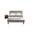 Ensemble de chambre à coucher 2 pièces - Base de lit capitonnée à boutons pleine grandeur - Tête de lit tapissier en velours taupe brun et table de chevet à finition jacobine-491989083-491989084