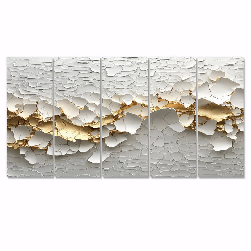 Loretta - Wildflowers Wall Art - Art mural traditionnel pour le salon, 5 pièces, H 28 po x l 60 po