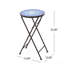 Table d'appoint d'extérieur pliante avec plateau en verre et structure en fer, blanc et bleu