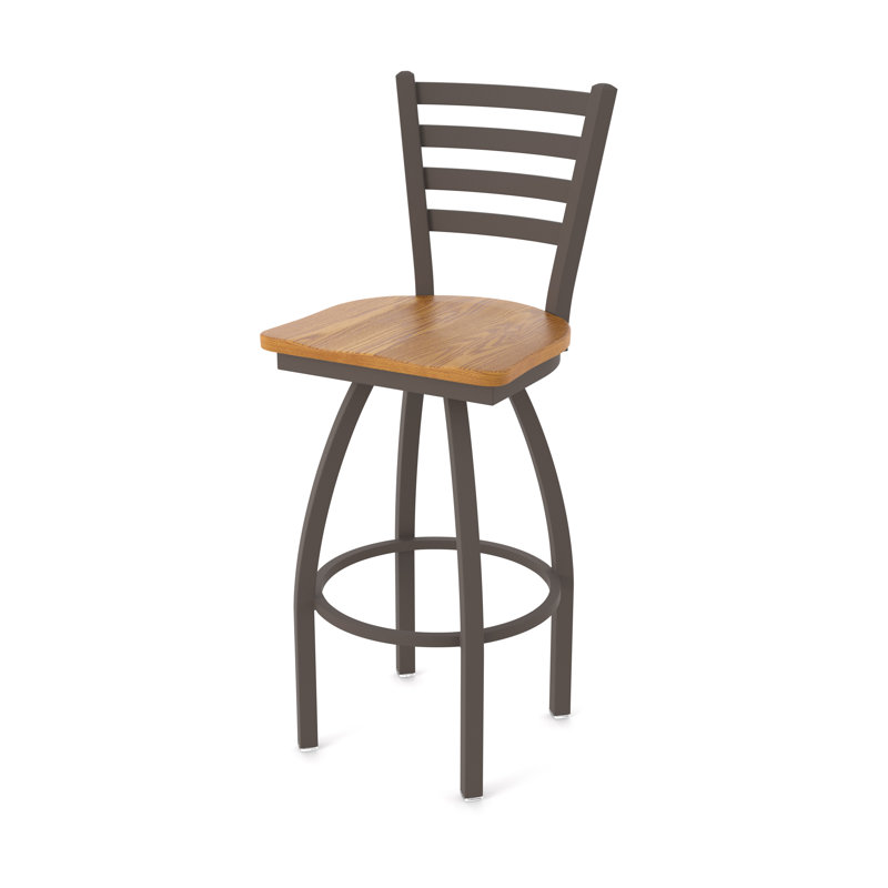 Tabouret pivotant Jackie, Bronze, Bois - Chêne moyen, Tabouret de comptoir (siège d'une hauteur de 25 p