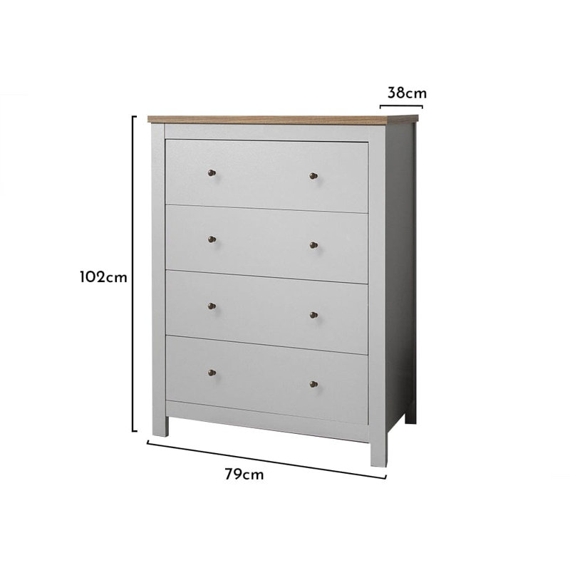 Maryhannah 2 Door Manufactured Wood Wardrobe, Stone Grey