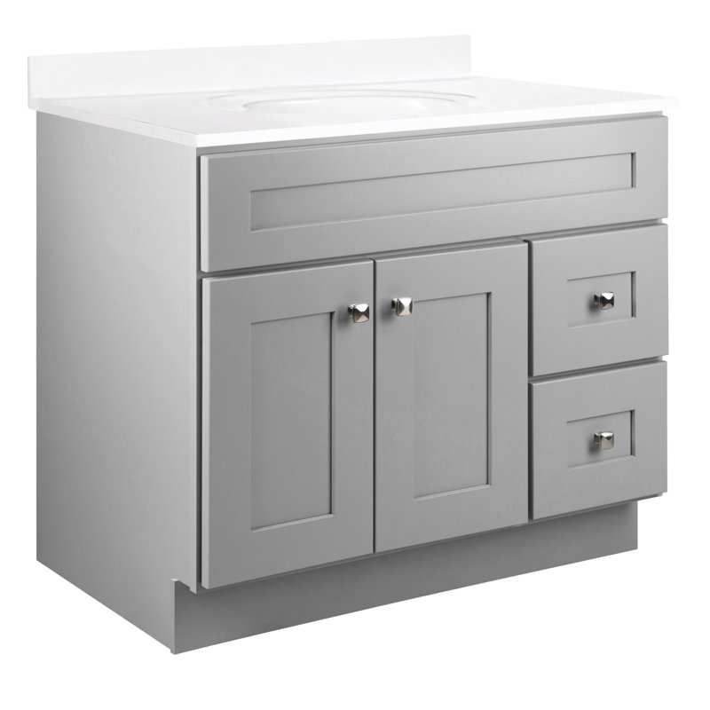 Gray Shaker Style 36-Inch Solid Wood Bathroom Vanity