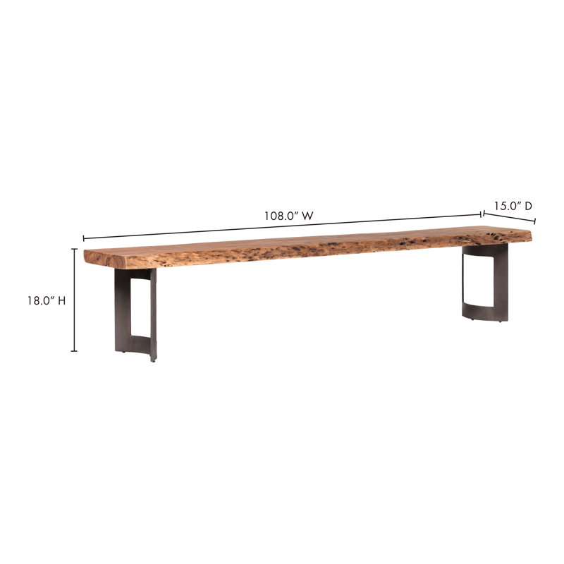 Kenmore solid wood Bench, Brown/Black, 18" H x 108" W x 15" D