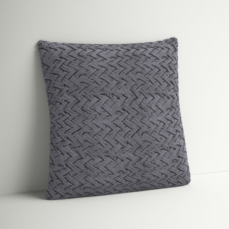 Borislav Cotton Throw Pillow, 18" H x 18" W x 4" D, Light Gray