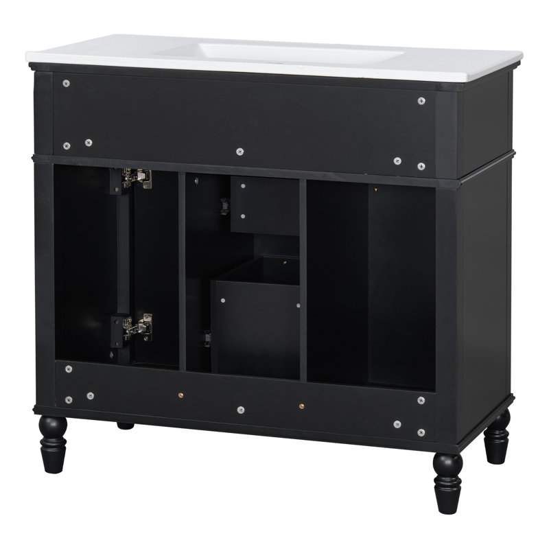 Meuble-lavabo 36 po avec comptoir en céramique, Noir