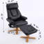 Fauteuil inclinable et repose-pieds 26 po contemporain en polyuréthane avec base pivotante en métal-1895548587