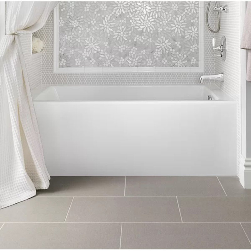 Sydney 60'' L Soaking Bathtub, White, Left, Matte Black