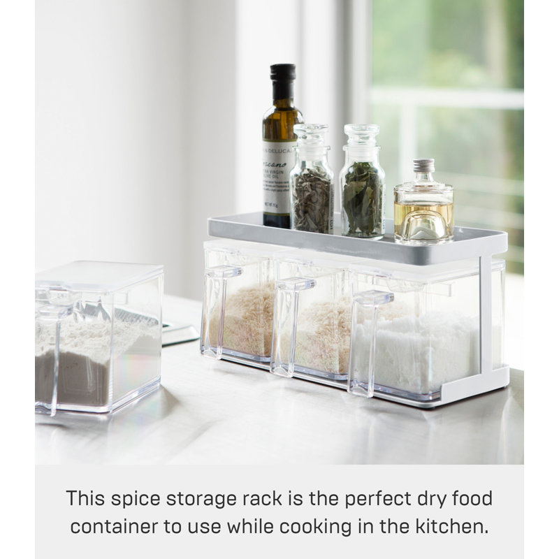 White Wooden Countertop Spice Rack with Canisters