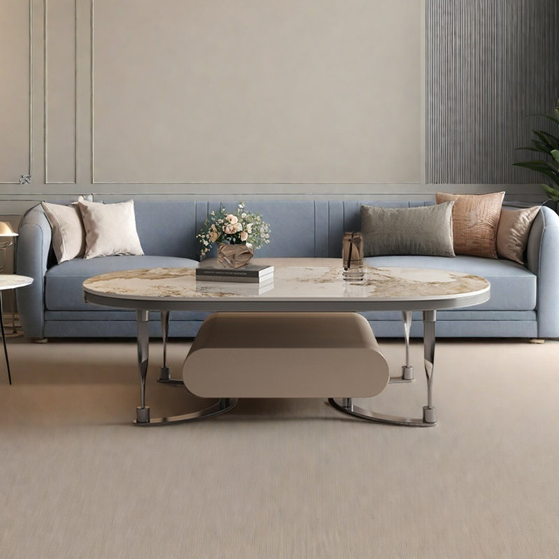Table basse moderne simple ovale, H 16,5 po x L 55,1 po x l 31,5 po