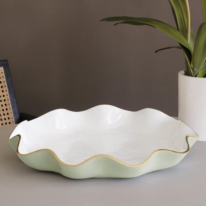 Encanto Serving Dish, Pistachio/White