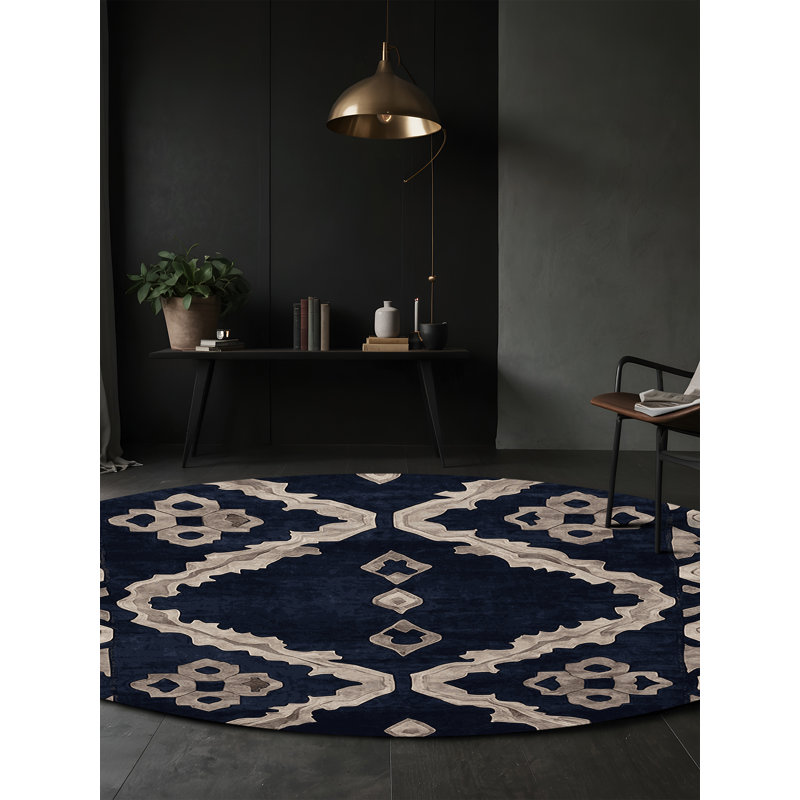 Machine Washable Gray Area Rug, Round 3'