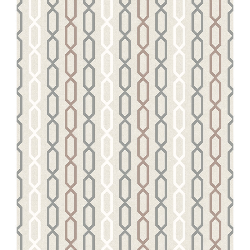 Papier peint rayé non collé Seabrook Designs Jorja, Gris clair / ivoire métallique
