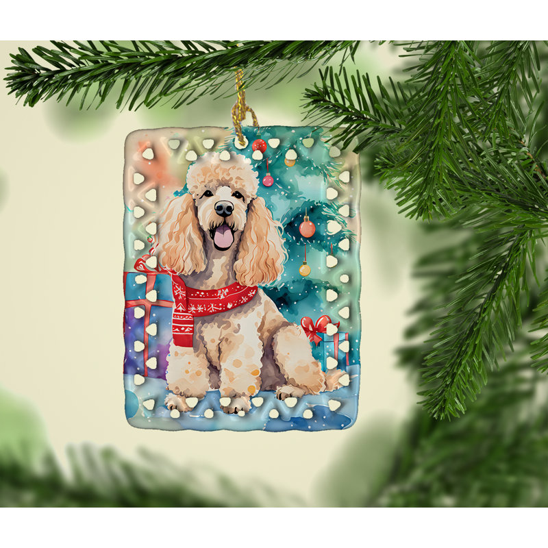 Ornement en porcelaine de Noël caniche, Caniche - 3564