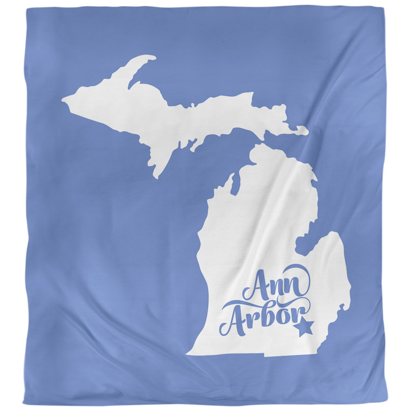 Housse de couette simple ann arbor Michigan, Bleu, Microfibre