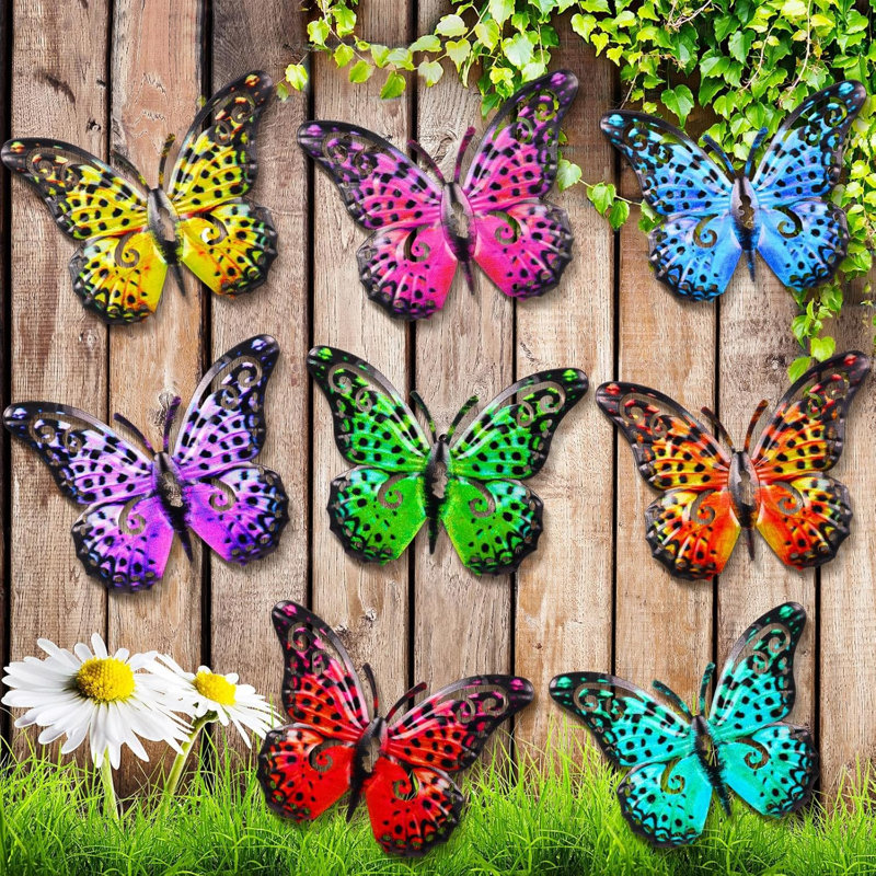 Ensemble de 8 sculptures murales en forme de papillon 3D, paquet de 8