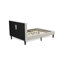 Ensemble de lit double 2 pièces - Base de lit capitonnée - Tête de lit tapissier en tissu de velours blanc lin et table de chevet à finition bourgogne-2096355766-2096355765