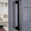 Ageless Iron Complete Barn Door Kit with Roller Grip and Flush Pull in Black Iron