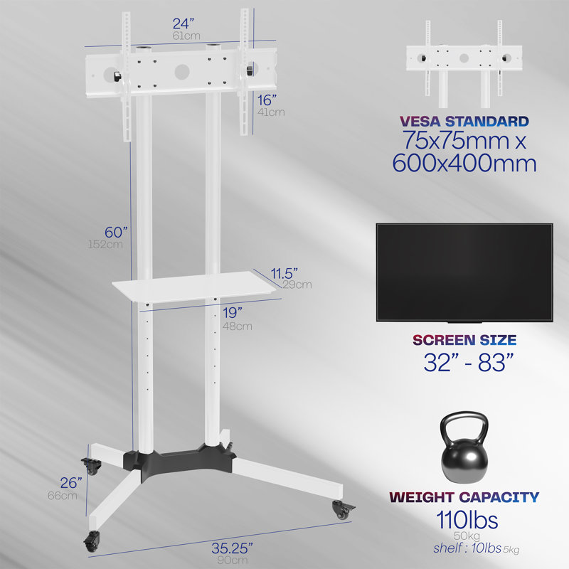 White Mobile TV Cart