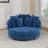 59.8" W Oversized Barrel Chair, Chenille Sofa Chair  With Ottoman And Pillows-541384939