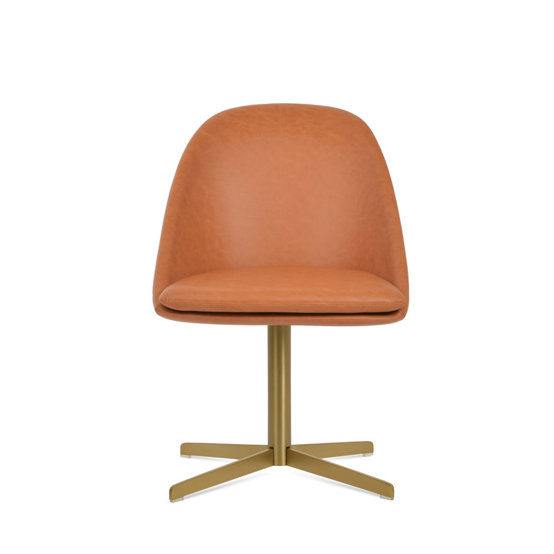 Chaise d'appoint pivotante 4 étoiles Avanos, Caramel, Laiton