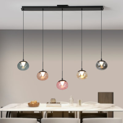 5 - Light LED Linear Glass Kitchen Island Pendant