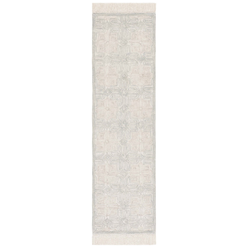 Tapis géométrique en laine et en coton tissé à la main Hillyer , Tapis de couloir 2 pi 3 po x 8 pi