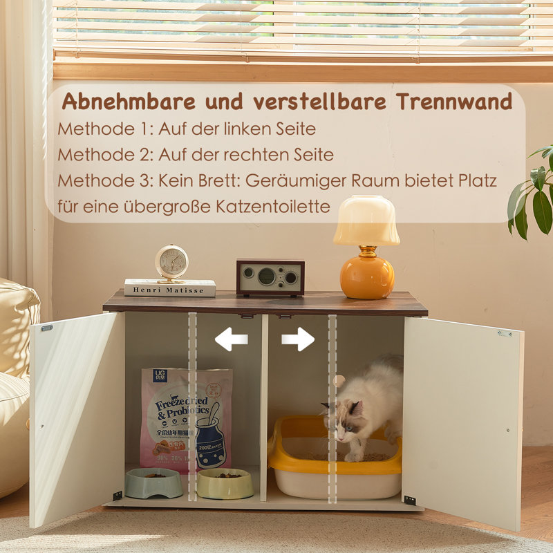 Cronan Litter Box Enclosure, Brown/White