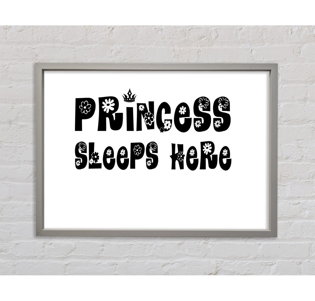 Princesss Sleeps Here Weiß - Einzelner Bilderrahmen Typografie auf Leinwand