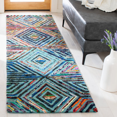 Tapis Abstrait Touffeté À La Main Laine Et Coton Nantucket en bleu
