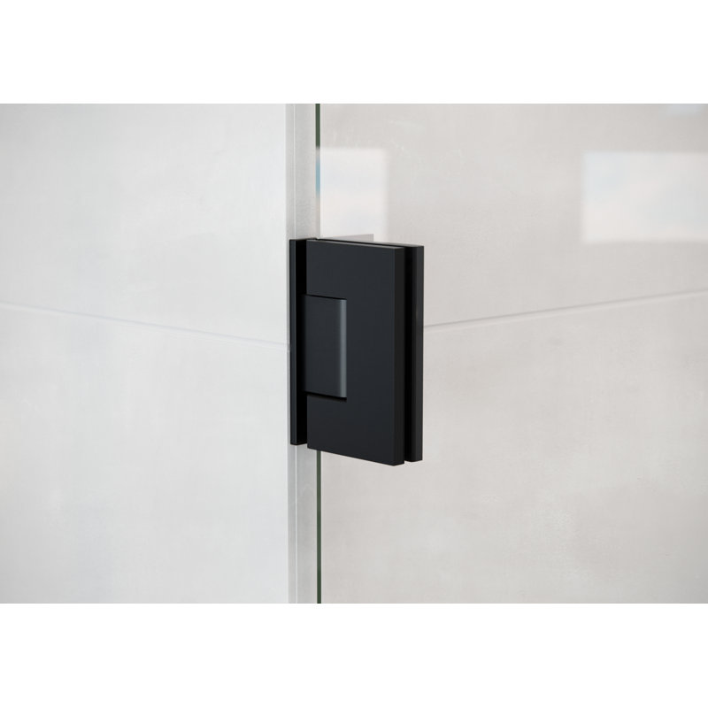 78" H Pivot Frameless Shower Door, Matte Black