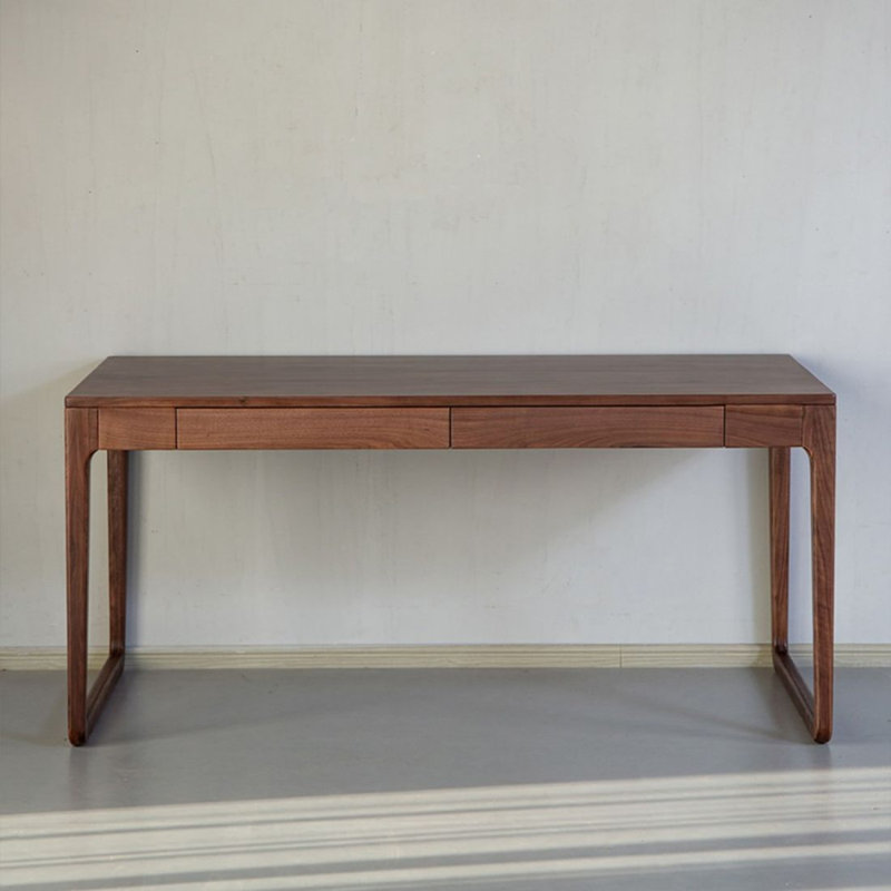 Bureau d'écriture rectangulaire en bois massif avec tiroirs Nut-brown, H 29,53 po x l 62,99 po x P 27,56 po