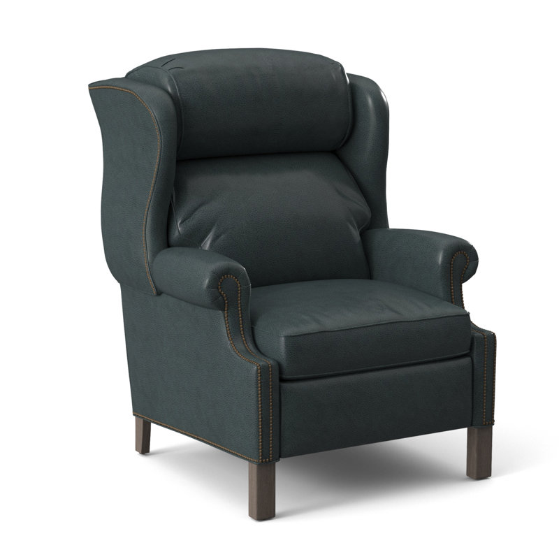 Chippendale Recliner, #9 Natural, Outsider Raven Genuine Leather, Stone