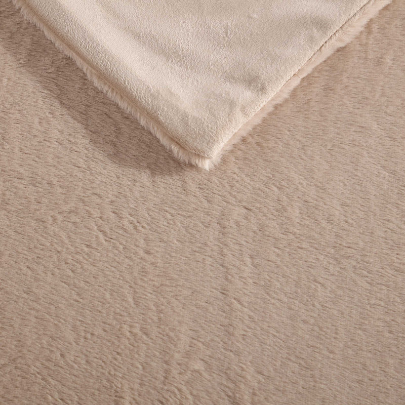 Jeté en fausse fourrure Cole, Beige