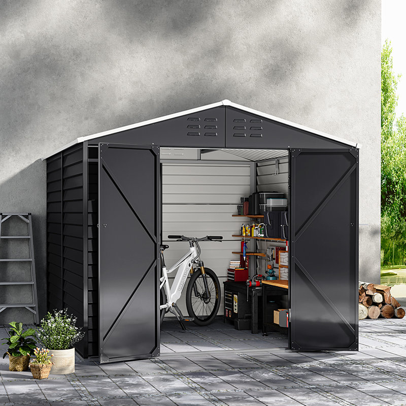 Kemmerer 8ft. 1 in. W x 8ft. 6 in. D Metal Shiplap Apex Garden Shed