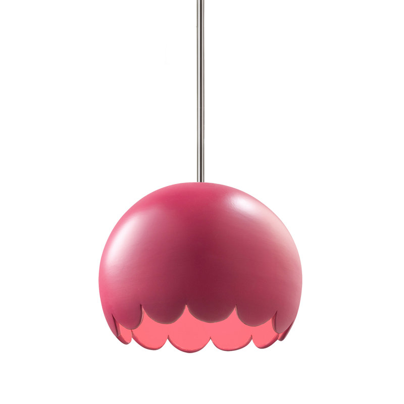 Luminaire suspendu 1 lumière Hajra, Chrome poli, Rosé brillant