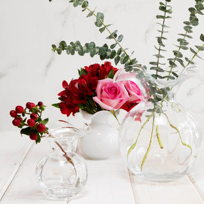 Hibiscus Glass Vase, Clear, Overall height- 12''