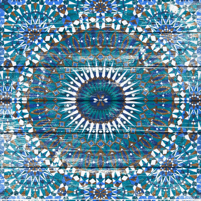 «Moroccan Blue», reproduction sur bois, H 12 po x l 12 po x P 1,5 po