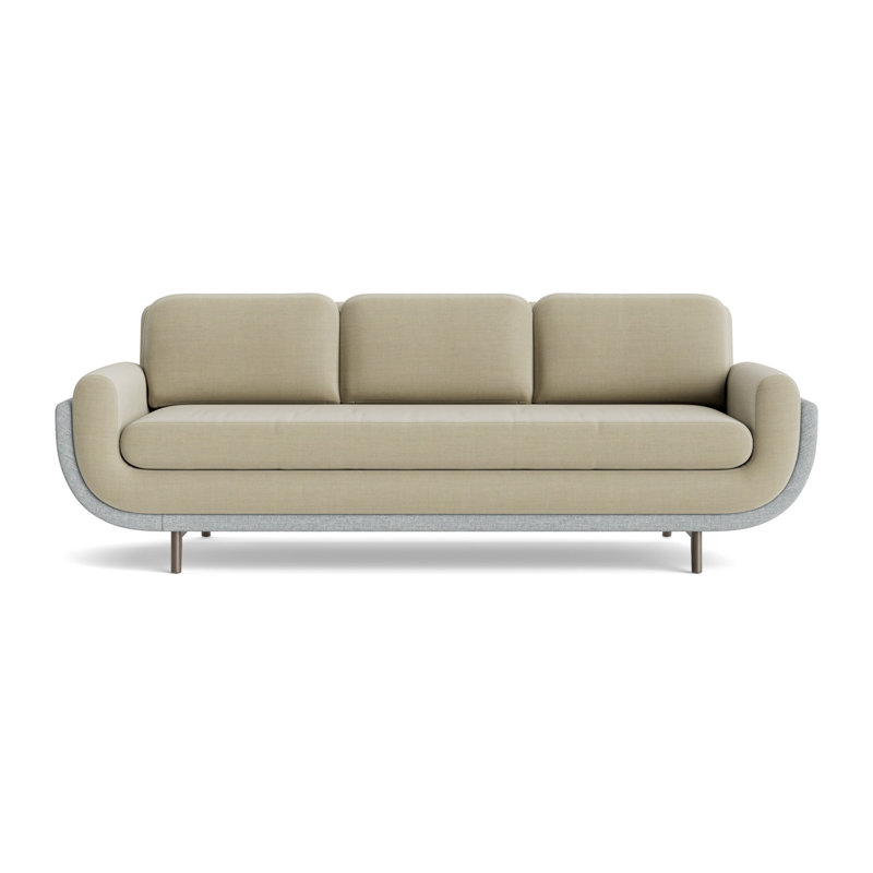 Regatta 90 Sofa, Performance Linen-Flax/Textured Weave-Sky Blue, Driftwood