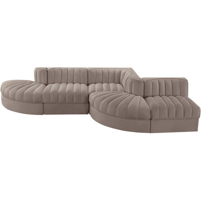Demars Velvet Performance Fabric Upholstered 5Pc. Modular Sectional
