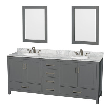 Sheffield 72" Double Bathroom Vanity Set with Mirror