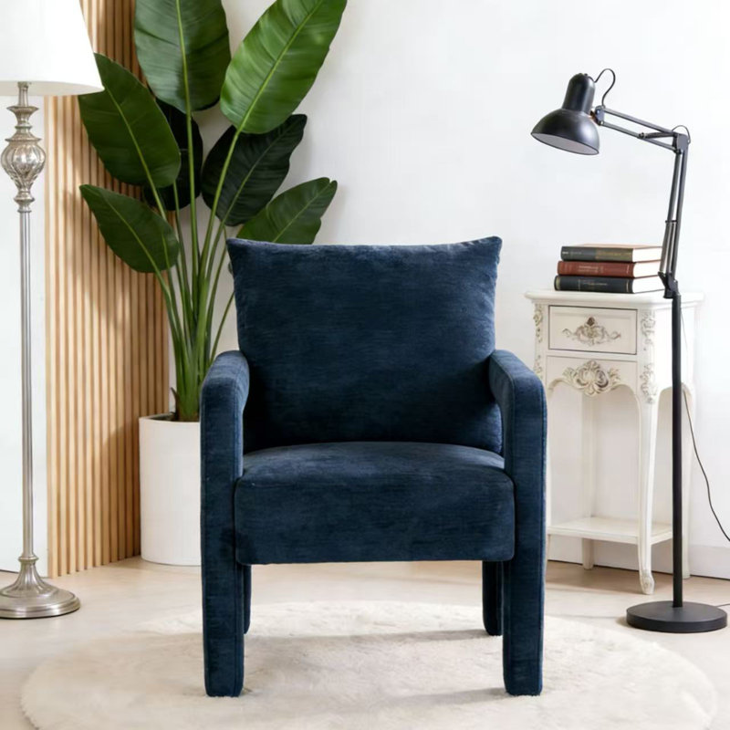 Upholstered Armchair, Dark Blue Chenille