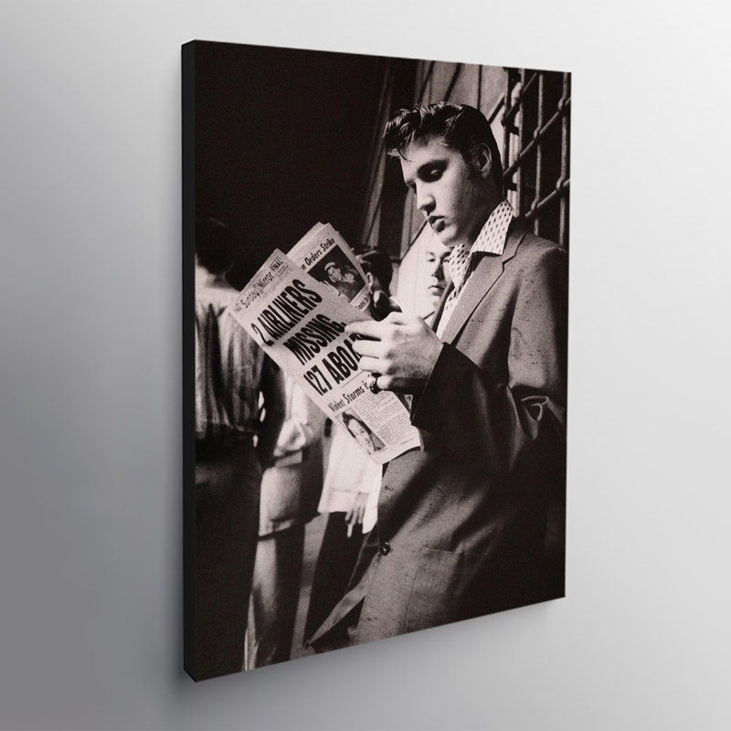Elvis Presley Reading Newspaper - Wrapped Frame Canvas, 41cm H x 31cm W x 4cm D