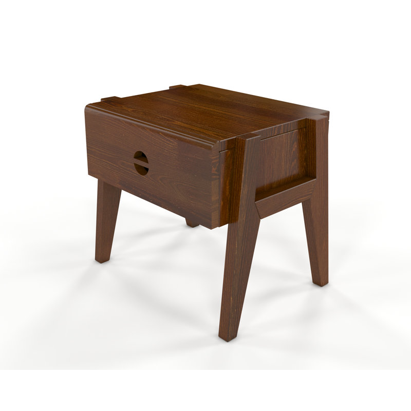 Eng 45cm W Manufactured Wood Bedside Table, Walnut