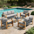 Modern Aluminum 5-piece Patio Conversation Set With Coffee Table, Outdoor All Weather Furniture Set